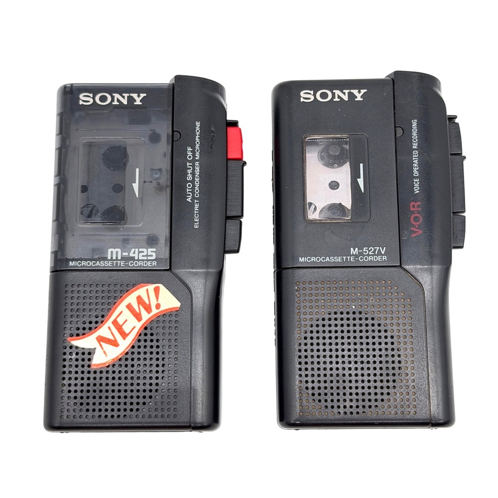 Sony Microcassette-Corder M-425 M-527V Voice Recorder Lot For Parts Needs Belts